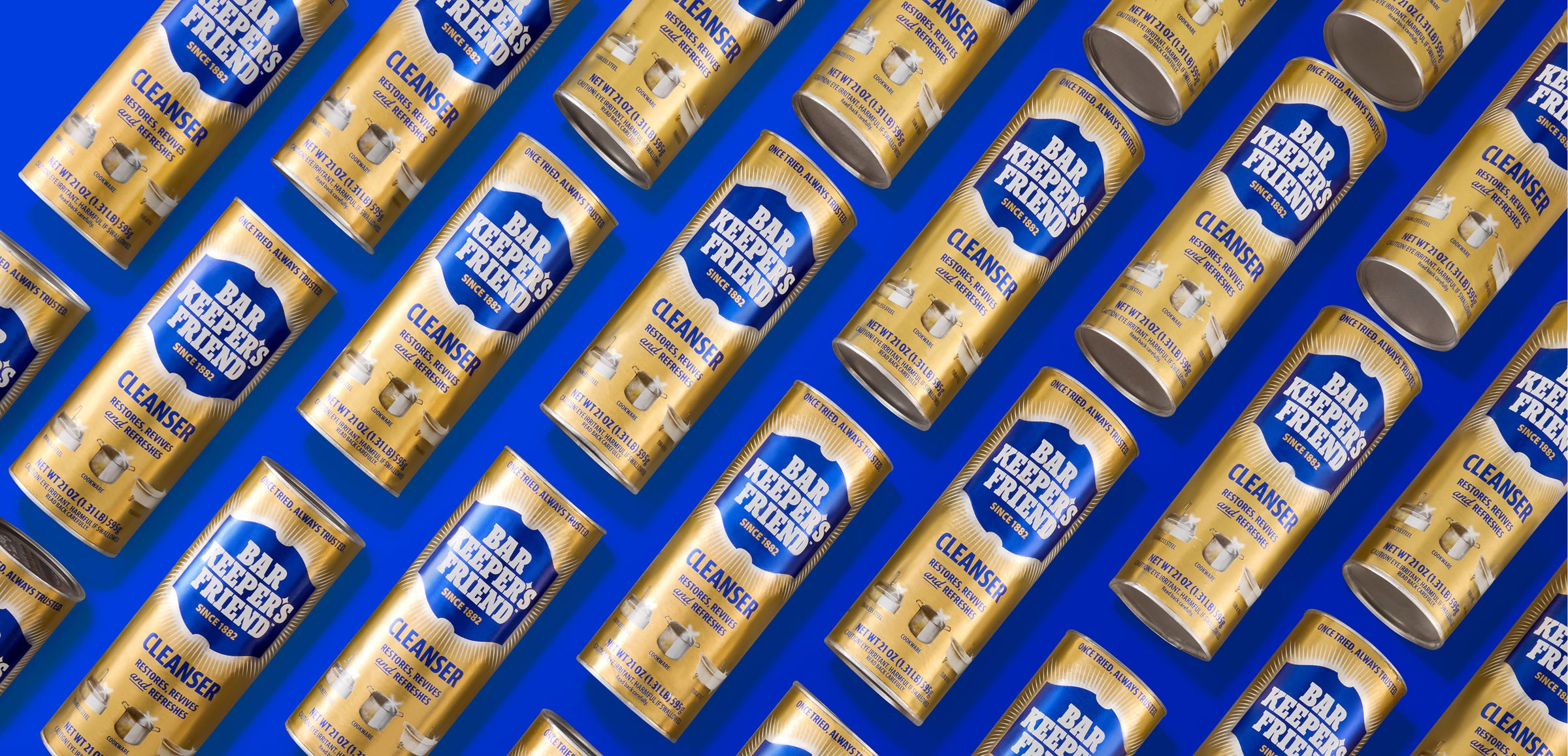 Pattern of BKF products on blue background