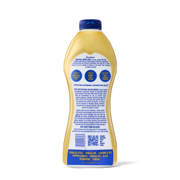 Back label of a yellow bottle with usage instructions and safety warnings for a soft cleanser product.