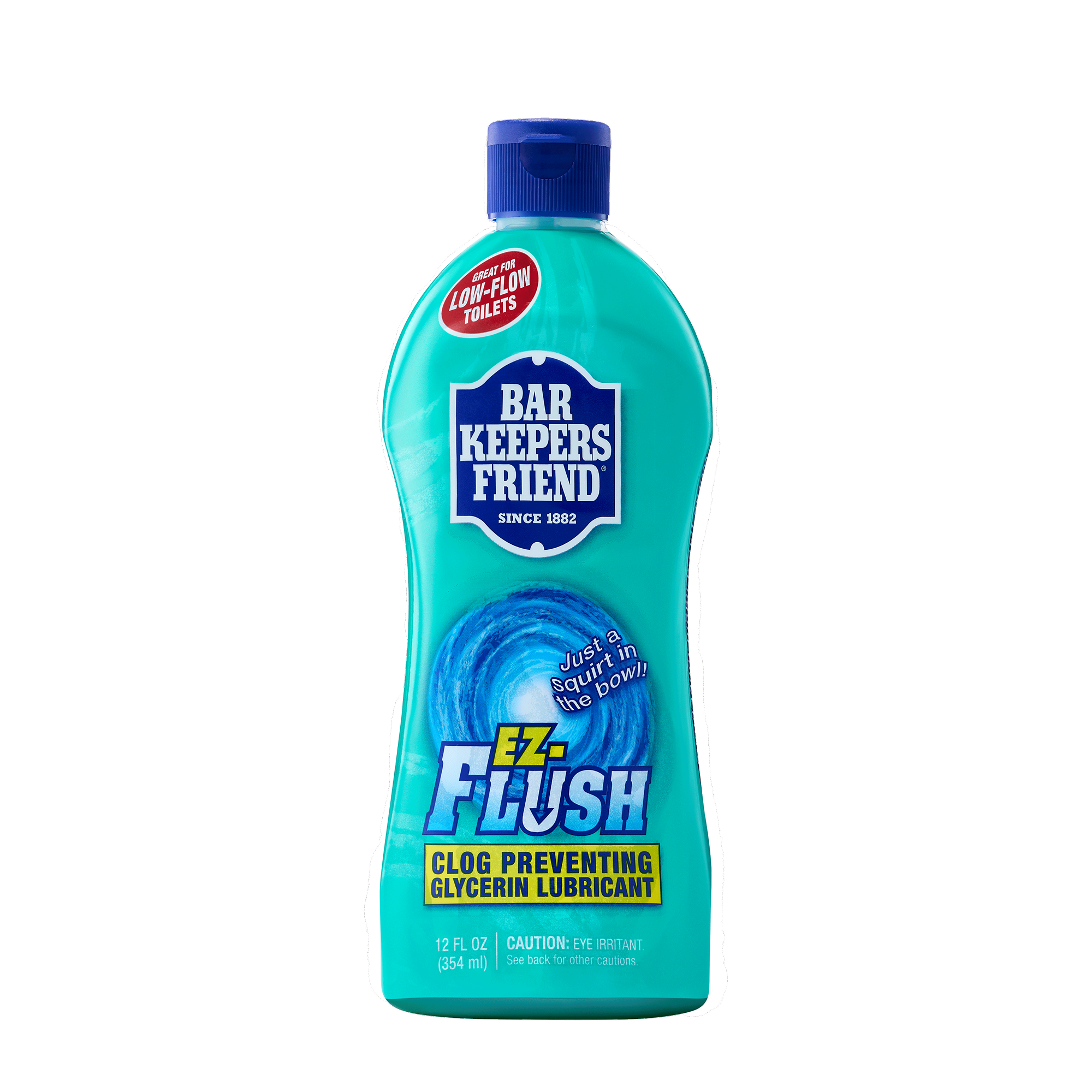 Bar Keepers Friend EZ-Flush clog preventing glycerin lubricant for low-flow toilets, 12 fl oz bottle.