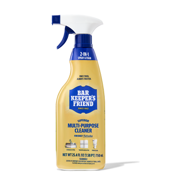 Spray bottle of Bar Keeper's Friend Superior Multi-Purpose Cleaner with 2-in-1 spray and foam, for stainless steel, ceramic,